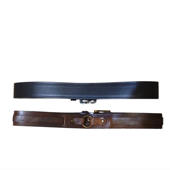 Two Genuine Leather Men's Belts Size 34 Medium 32-36 in Waist - Picture 3 of 11